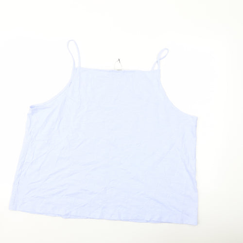 Marks and Spencer Womens Blue Cotton Basic Tank Size 24 Square Neck