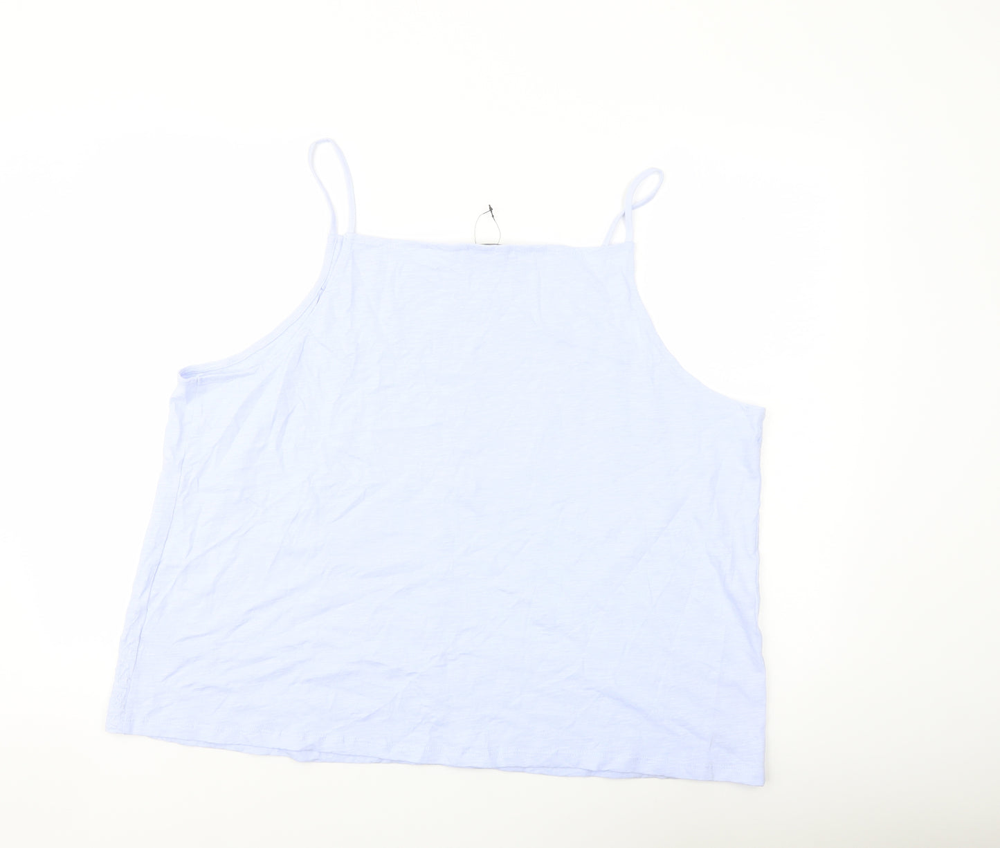 Marks and Spencer Womens Blue Cotton Basic Tank Size 24 Square Neck