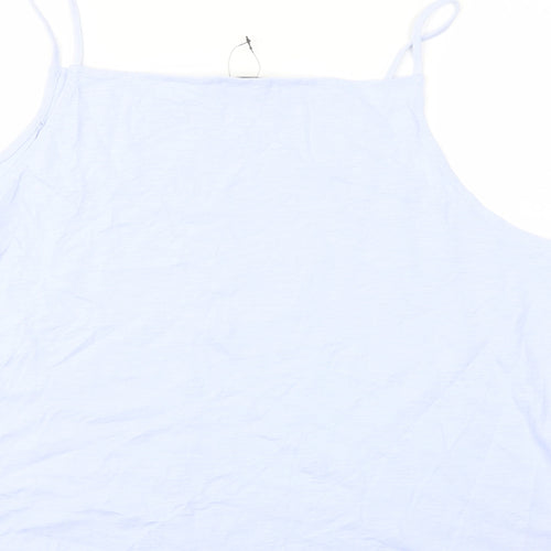 Marks and Spencer Womens Blue Cotton Basic Tank Size 24 Square Neck