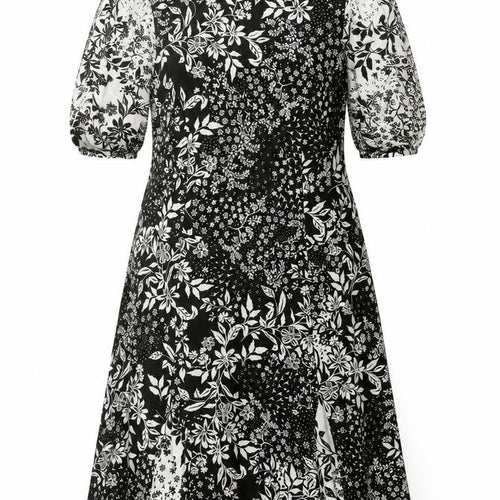 Phase Eight Womens Green Floral Viscose A-Line Size 10 Mock Neck Zip