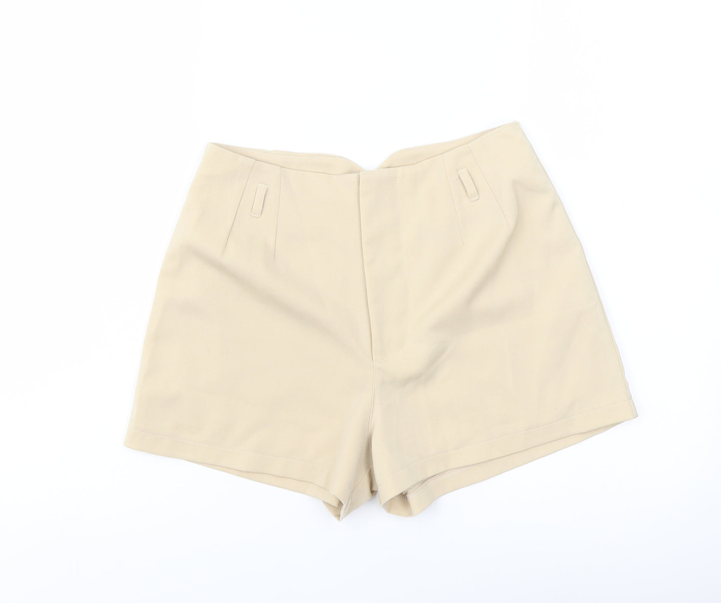 Eva & Lola Womens Beige Polyester Chino Shorts Size S L3 in Regular Zip