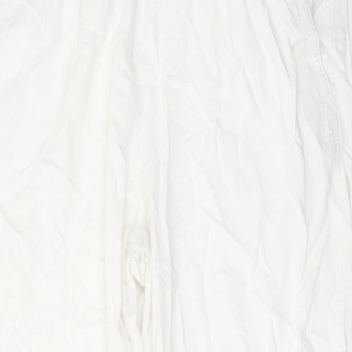 Marks and Spencer Womens White Linen Trousers Size 22 L27 in Regular Drawstring