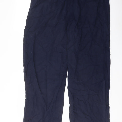 Marks and Spencer Womens Blue Linen Trousers Size 18 L31 in Regular Drawstring