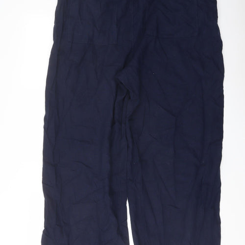 Marks and Spencer Womens Blue Linen Trousers Size 18 L31 in Regular Drawstring