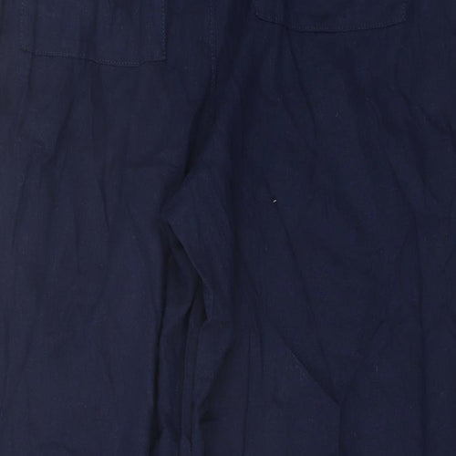 Marks and Spencer Womens Blue Linen Trousers Size 18 L31 in Regular Drawstring