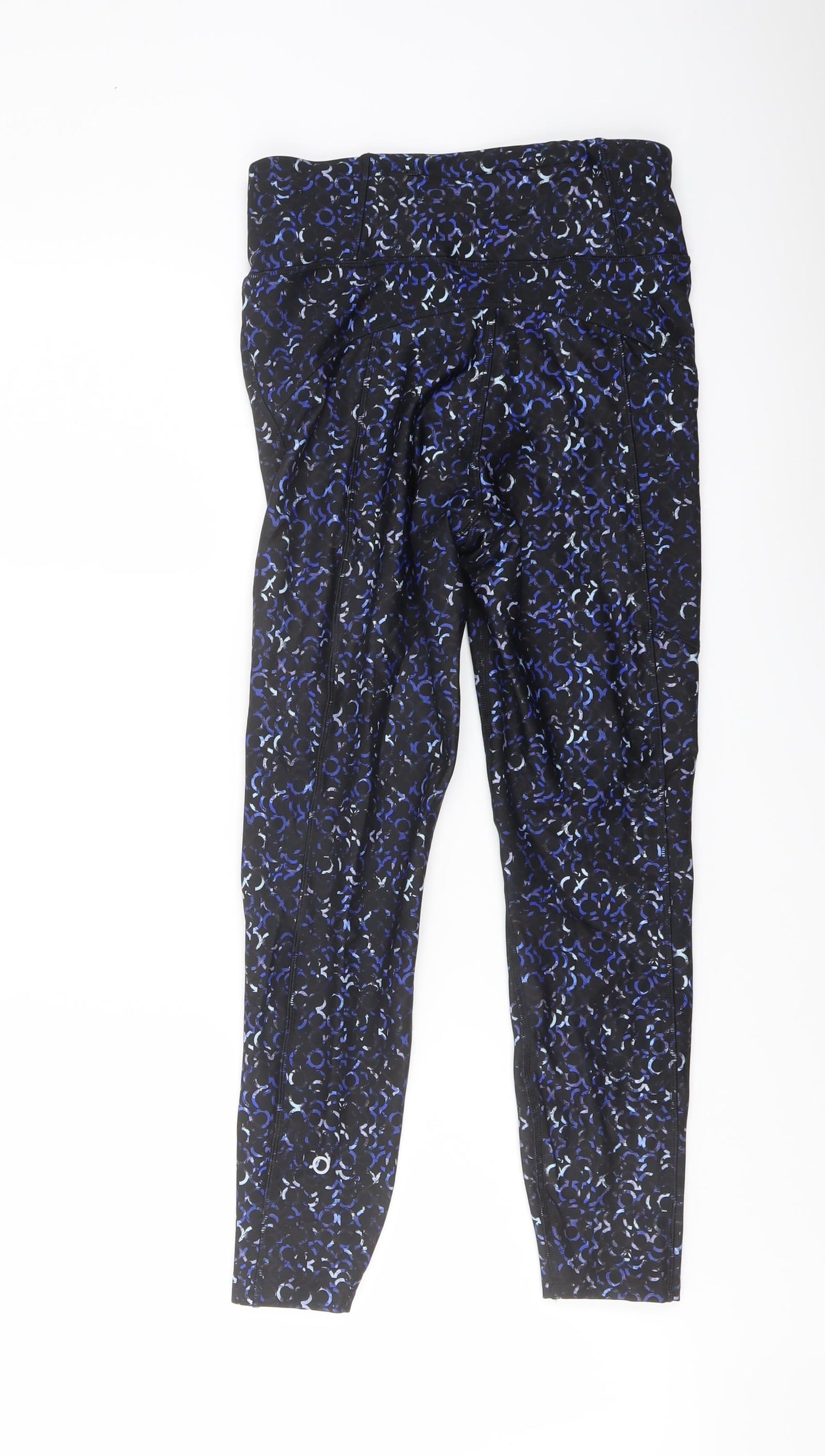 GOODMOVE Womens Blue Geometric Polyester Capri Leggings Size 8 L24 in Regular Pullover