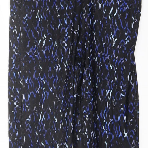 GOODMOVE Womens Blue Geometric Polyester Capri Leggings Size 8 L24 in Regular Pullover