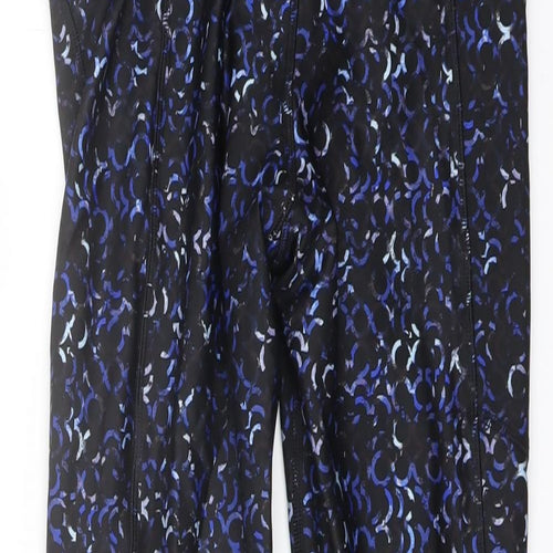 GOODMOVE Womens Blue Geometric Polyester Capri Leggings Size 8 L24 in Regular Pullover