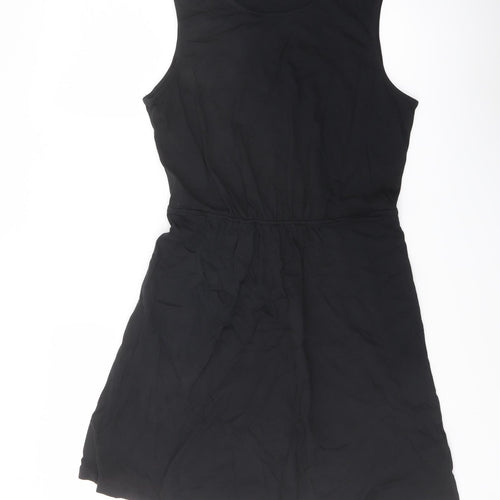 Marks and Spencer Womens Black Cotton A-Line Size 10 Round Neck Pullover