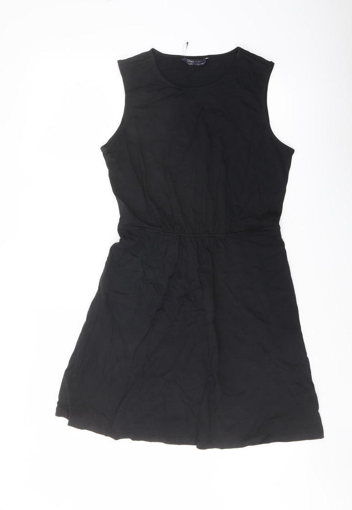 Marks and Spencer Womens Black Cotton A-Line Size 10 Round Neck Pullover