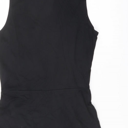Marks and Spencer Womens Black Cotton A-Line Size 10 Round Neck Pullover
