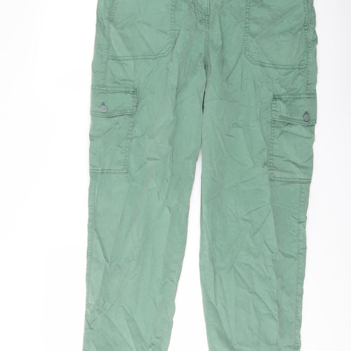 Marks and Spencer Womens Green Lyocell Cargo Trousers Size 16 L29 in Regular Button
