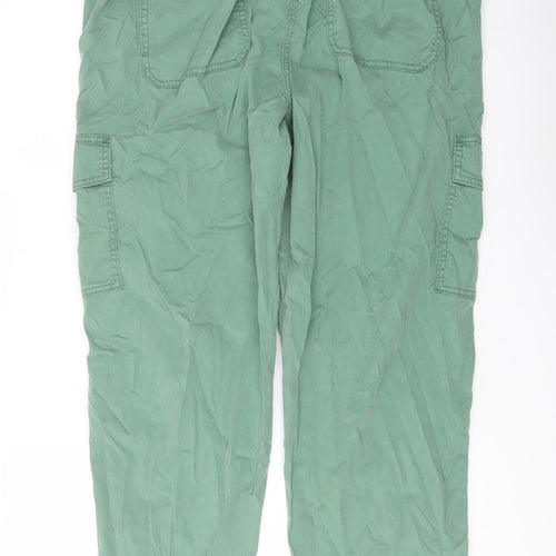 Marks and Spencer Womens Green Lyocell Cargo Trousers Size 16 L29 in Regular Button