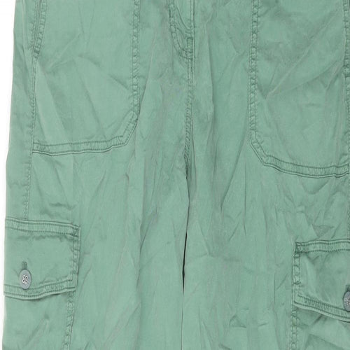 Marks and Spencer Womens Green Lyocell Cargo Trousers Size 16 L29 in Regular Button