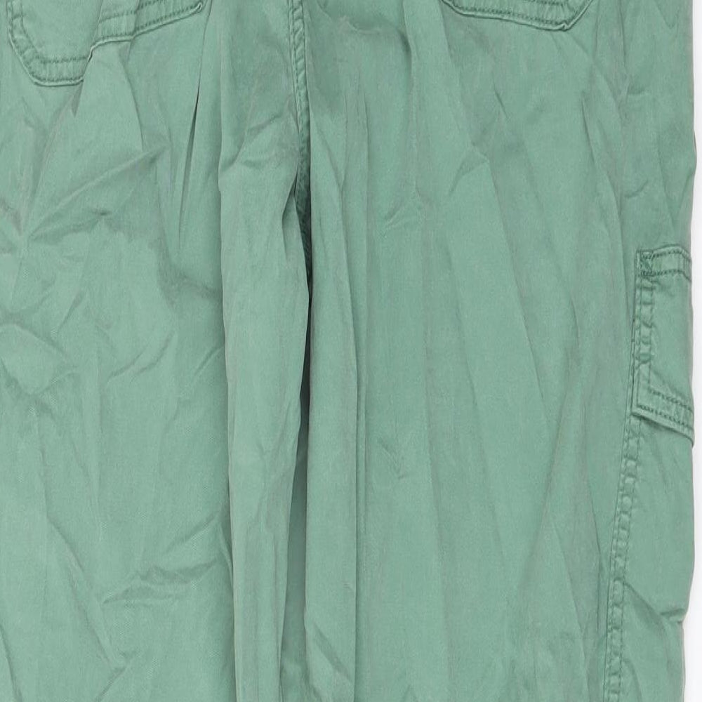 Marks and Spencer Womens Green Lyocell Cargo Trousers Size 16 L29 in Regular Button