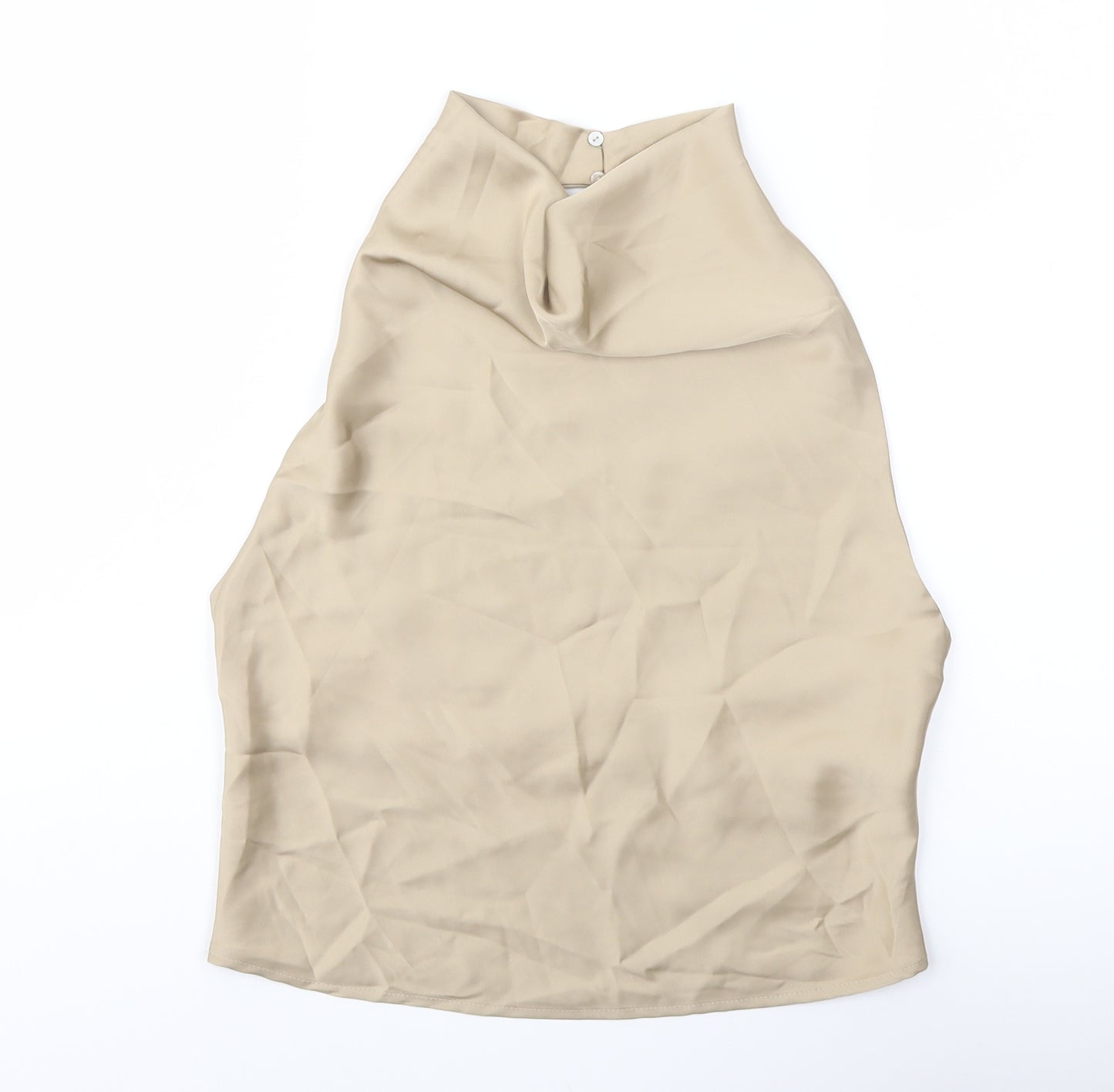 Zara Womens Beige Polyester Basic Blouse Size XS Cowl Neck - Open Back