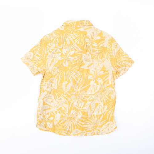 Marks and Spencer Boys Yellow Geometric Cotton Basic Button-Up Size 6-7 Years Collared Button