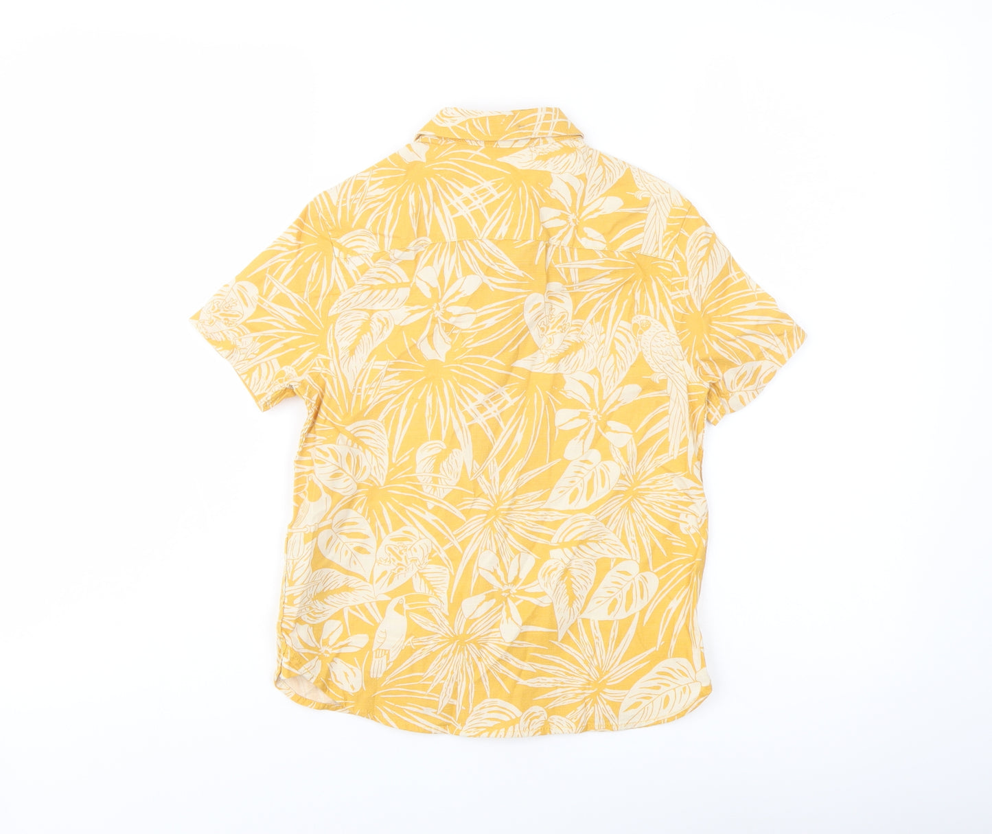 Marks and Spencer Boys Yellow Geometric Cotton Basic Button-Up Size 6-7 Years Collared Button