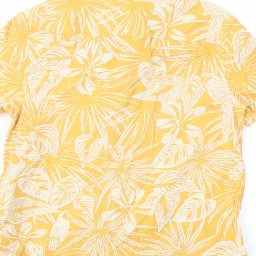 Marks and Spencer Boys Yellow Geometric Cotton Basic Button-Up Size 6-7 Years Collared Button