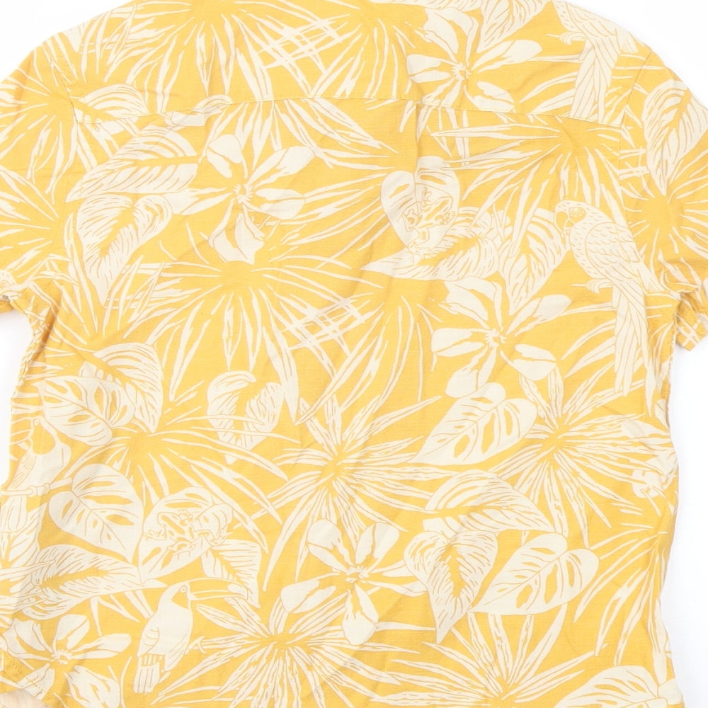 Marks and Spencer Boys Yellow Geometric Cotton Basic Button-Up Size 6-7 Years Collared Button