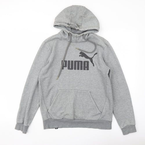 PUMA Mens Grey Cotton Pullover Hoodie Size S - Logo