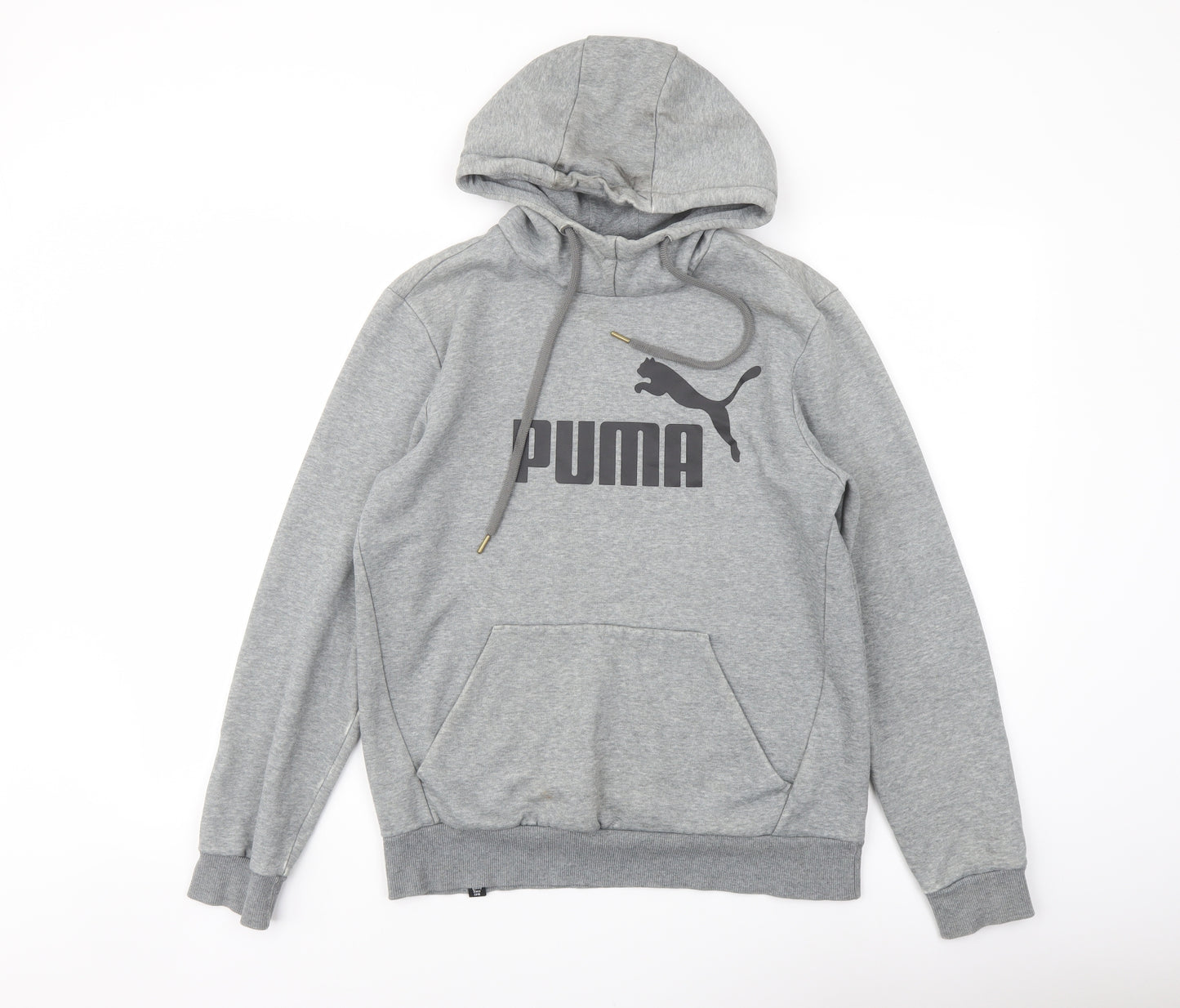 PUMA Mens Grey Cotton Pullover Hoodie Size S - Logo