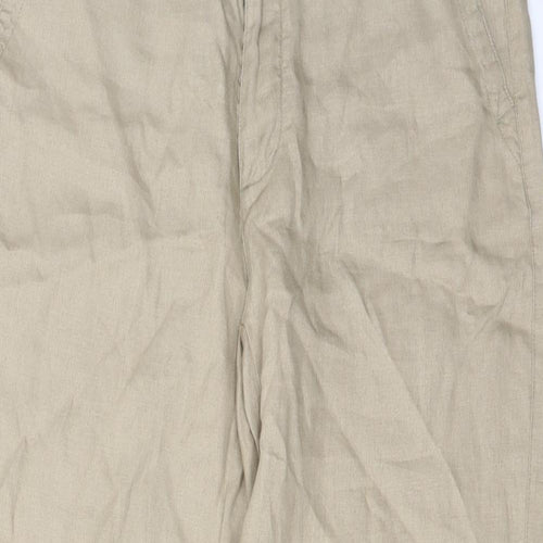 Linea Womens Beige Linen Trousers Size 32 in L26 in Regular Button