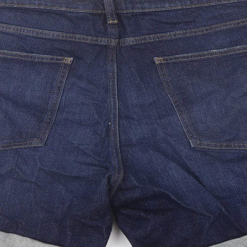 Marks and Spencer Womens Blue Cotton Boyfriend Shorts Size 22 L5 in Regular Button
