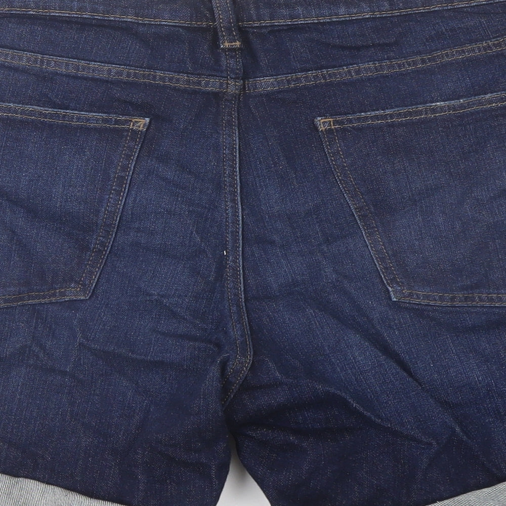 Marks and Spencer Womens Blue Cotton Boyfriend Shorts Size 22 L5 in Regular Button