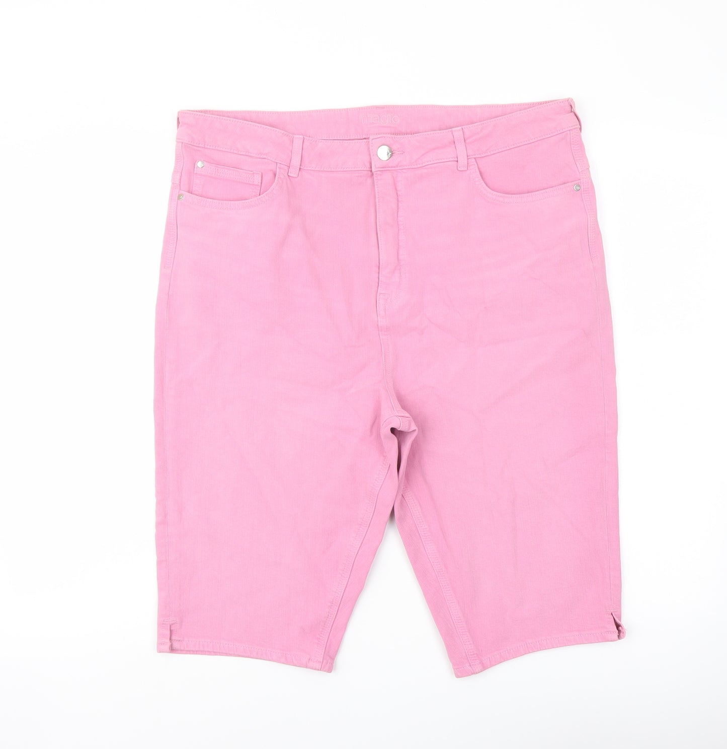 Marks and Spencer Womens Pink Cotton Bermuda Shorts Size 20 L13 in Regular Button
