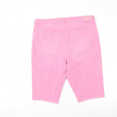 Marks and Spencer Womens Pink Cotton Bermuda Shorts Size 20 L13 in Regular Button