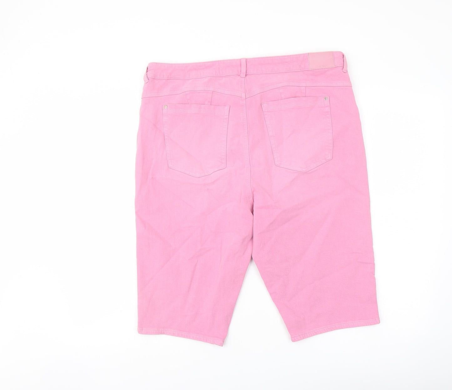 Marks and Spencer Womens Pink Cotton Bermuda Shorts Size 20 L13 in Regular Button
