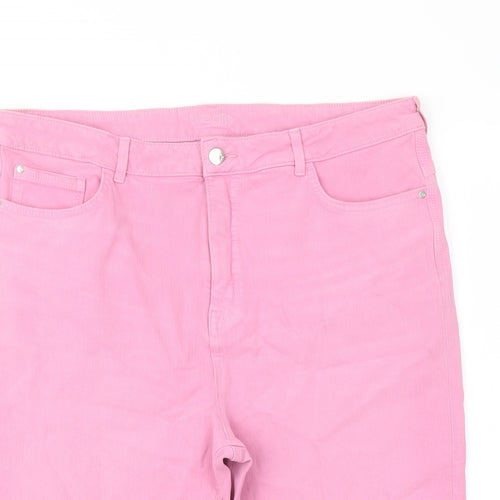 Marks and Spencer Womens Pink Cotton Bermuda Shorts Size 20 L13 in Regular Button