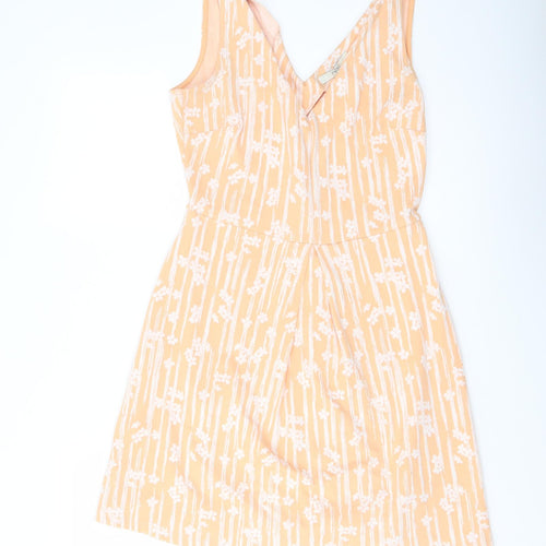 NEXT Womens Orange Geometric Cotton A-Line Size 10 V-Neck Pullover