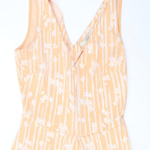NEXT Womens Orange Geometric Cotton A-Line Size 10 V-Neck Pullover
