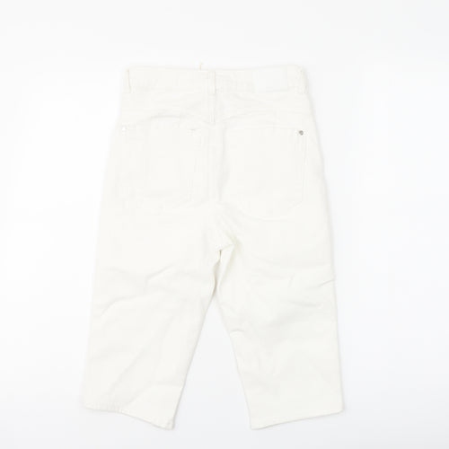Marks and Spencer Womens White Cotton Bermuda Shorts Size 6 L14 in Regular Button