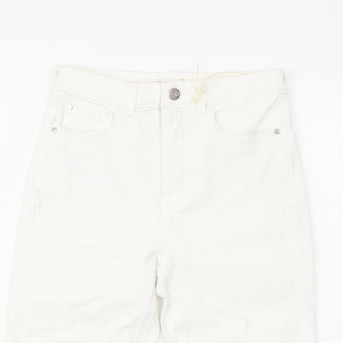 Marks and Spencer Womens White Cotton Bermuda Shorts Size 6 L14 in Regular Button