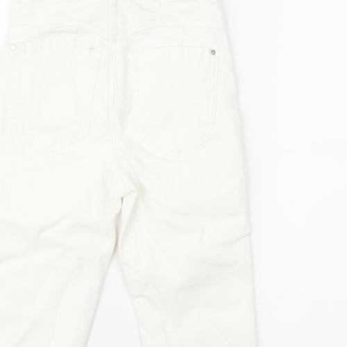 Marks and Spencer Womens White Cotton Bermuda Shorts Size 6 L14 in Regular Button