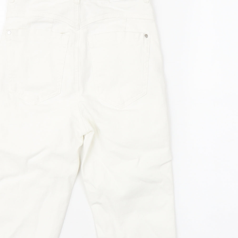 Marks and Spencer Womens White Cotton Bermuda Shorts Size 6 L14 in Regular Button