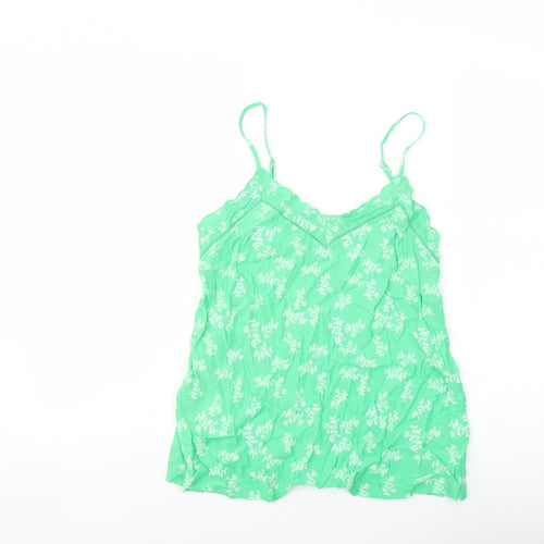 Marks and Spencer Womens Green Floral Viscose Basic Tank Size 10 Sweetheart