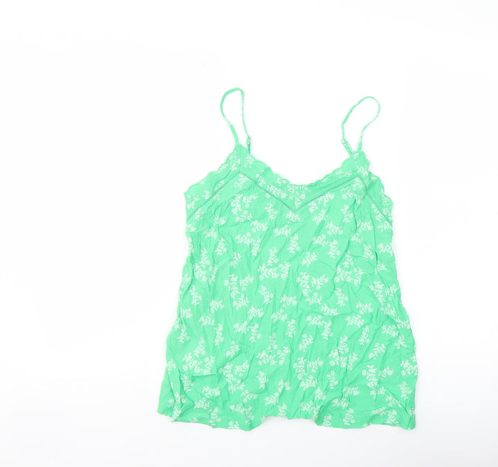 Marks and Spencer Womens Green Floral Viscose Basic Tank Size 10 Sweetheart