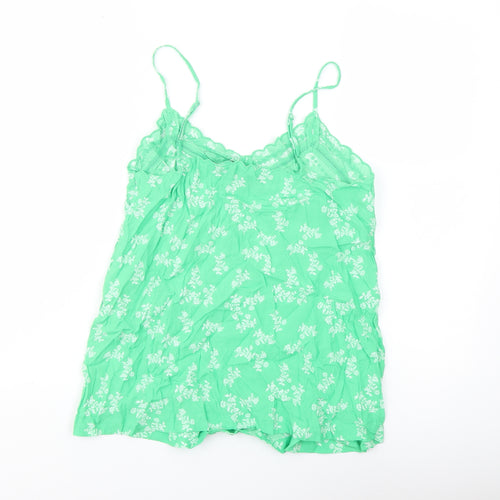 Marks and Spencer Womens Green Floral Viscose Basic Tank Size 10 Sweetheart