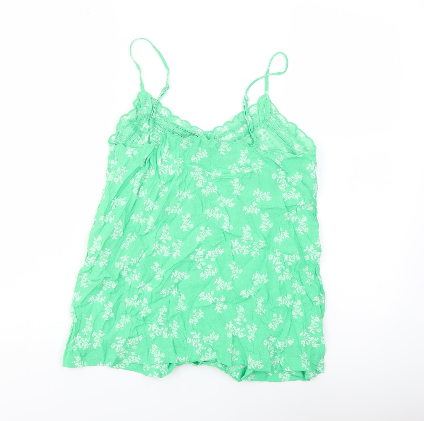 Marks and Spencer Womens Green Floral Viscose Basic Tank Size 10 Sweetheart