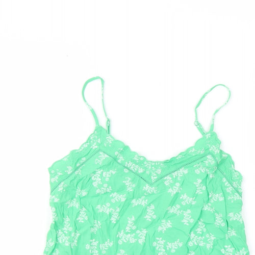 Marks and Spencer Womens Green Floral Viscose Basic Tank Size 10 Sweetheart