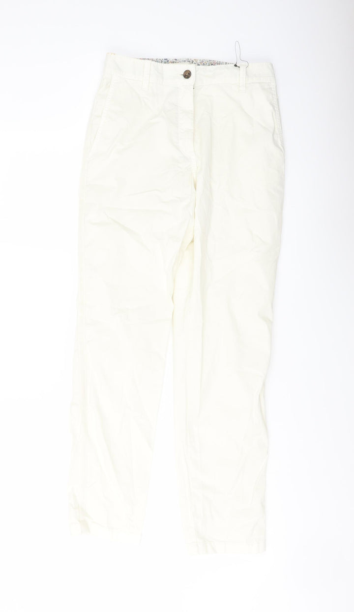 Marks and Spencer Womens Ivory Cotton Chino Trousers Size 6 L28 in Regular Button
