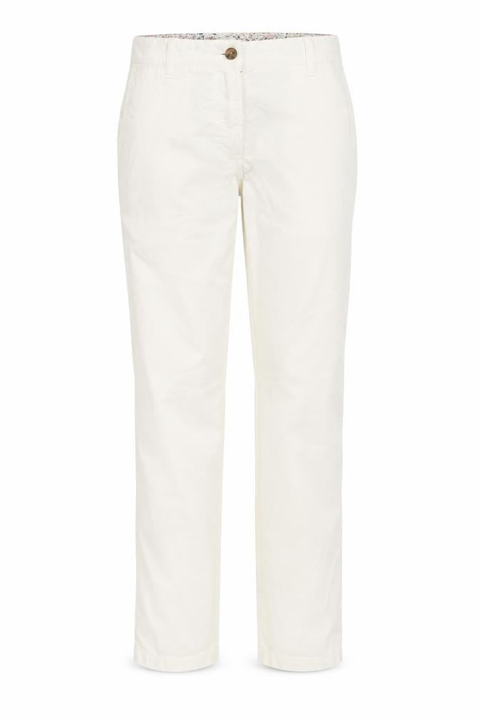 Marks and Spencer Womens Ivory Cotton Chino Trousers Size 6 L28 in Regular Button