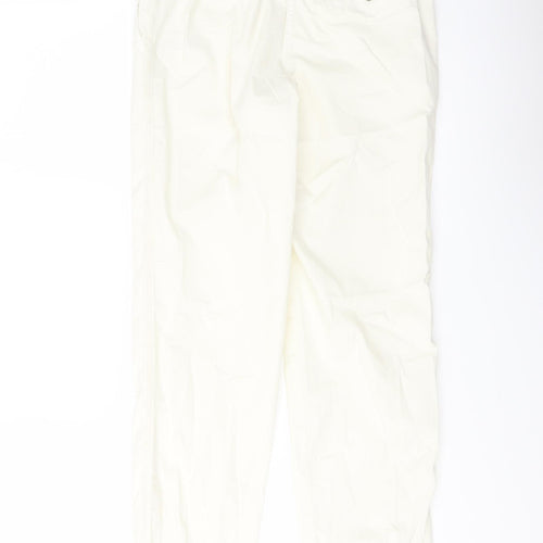 Marks and Spencer Womens Ivory Cotton Chino Trousers Size 6 L28 in Regular Button