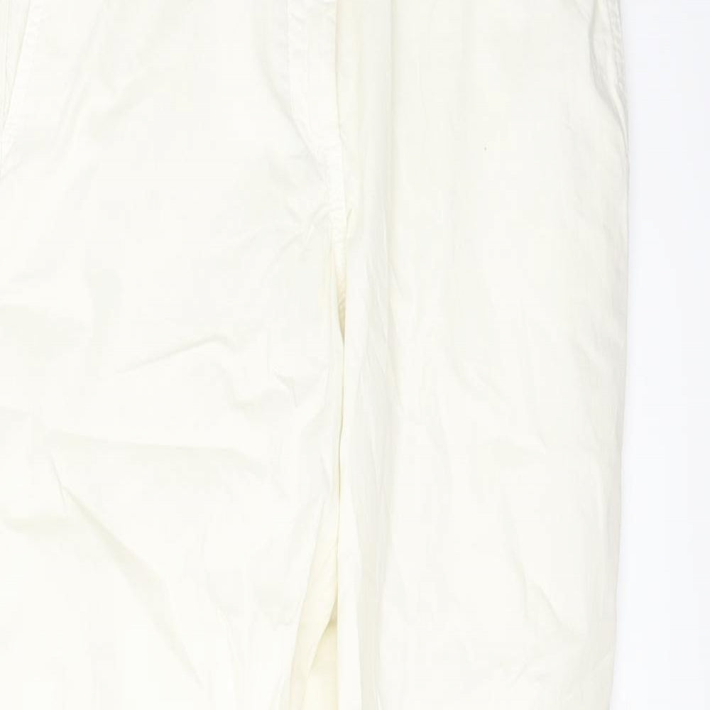 Marks and Spencer Womens Ivory Cotton Chino Trousers Size 6 L28 in Regular Button