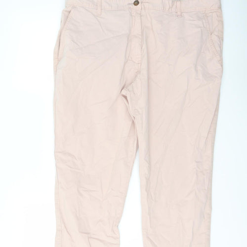 Marks and Spencer Womens Pink Cotton Chino Trousers Size 18 L24 in Regular Button