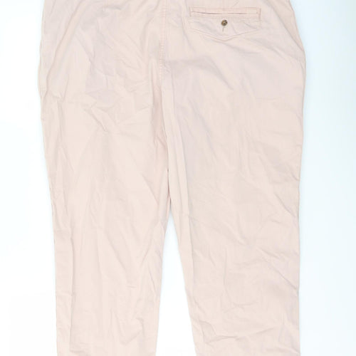 Marks and Spencer Womens Pink Cotton Chino Trousers Size 18 L24 in Regular Button